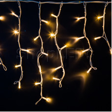 Гирлянда Айсикл (Бахрома) светодиодная 5х0,7 м, с эффектом мерцания, 152 LED, белый провод каучук, теплое белое свечение NEON-NIGHT